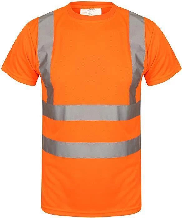 James Mens High Visibility Safety Crew Neck T-Shirt with Reflective Strips Short Sleeve Workwear