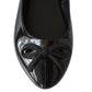 Ladies Chic Black Jelly Flat Shoes with Bow Comfortable Foam Insole