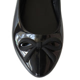 Ladies Chic Black Jelly Flat Shoes with Bow Comfortable Foam Insole