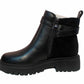 Britney Womens Buckle Chain Winter Faux Leather Ladies Ankle Chelsea Combat Boots Black