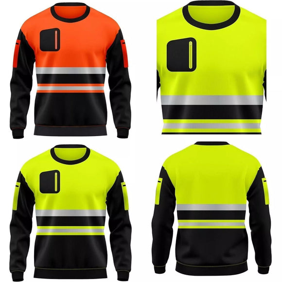 Jacob Mens Hi-Vis Long Sleeve Safety Sweatshirt with Reflective Strips