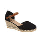 Taffeta Ladies Espadrille Sandal Womens Hessian Platform Ankle Strap Buckle Wedge Shoes
