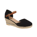 Taffeta Ladies Espadrille Sandal Womens Hessian Platform Ankle Strap Buckle Wedge Shoes