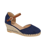Taffeta Ladies Espadrille Sandal Womens Hessian Platform Ankle Strap Buckle Wedge Shoes