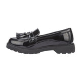 Kingston Girls Ladies Loafers Black Faux Patent Leather Loafers Tassels Slip On Shoes Sizes