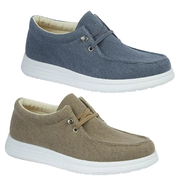 ALBERTO - Men's canvas leisure shoe with mock elasticated lace.