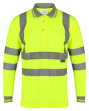 Edward Mens High Visibility Long Sleeve Safety Polo Shirt Reflective Hi-Viz Workwear