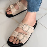 Zee Ladies Trendy Open-Toe Sliders with Buckle