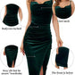 Fashion Women's Temperament Slit Pleated Velvet Sling Dress