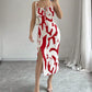 Summer Printed Suspender Split Dress Fashion Slim Lace-up Long Dresses For Women Clothing