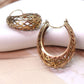 Filigree Brass Hoop Earrings – Crescent Drop Mandala Style.