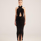 Marie Black Backless Slit Maxi Dress