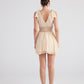 Fiona Beige Ruched Mini Dress with Pleated Skirt