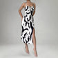 Summer Printed Suspender Split Dress Fashion Slim Lace-up Long Dresses For Women Clothing