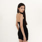 Viola Black Gathered Mini Bodycon Dress