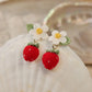 Strawberry Bloom Micro Crochet Earrings
