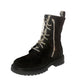 Becca Ladies Diamante Laces Faux Suede Winter Biker Womens Ankle Boots Black
