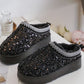 Hanna Sparkling Faux Fur-Lined Women's Slippers with Glittery Platform Sole