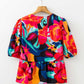 Abstract Floral Babydoll Blouse