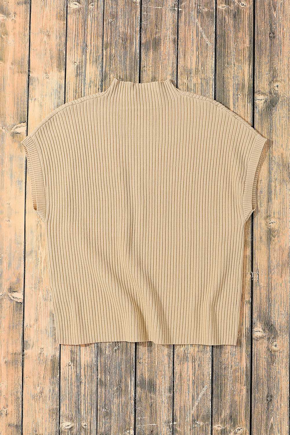 Cozy Oatmeal Sweater Dress - Ribbed Knit with Pockets