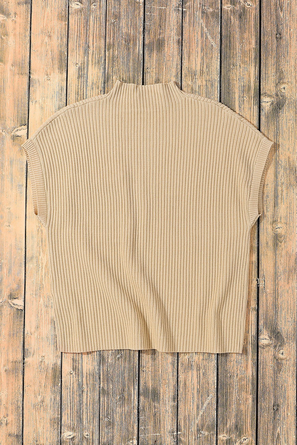Cozy Oatmeal Sweater Dress - Ribbed Knit with Pockets