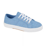 Light Blue Ladies broderie anglaise lace up canvas on chunky outsole.