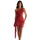 One-shoulder Sleeveless Mini Dress Sexy Slim Backless Skirt Party Wedding Dresses Womens Clothing