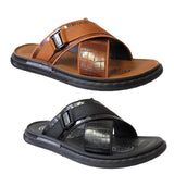 Men Luxurious Cross-Strap Faux Leather Sandals - Available in Black & Brown