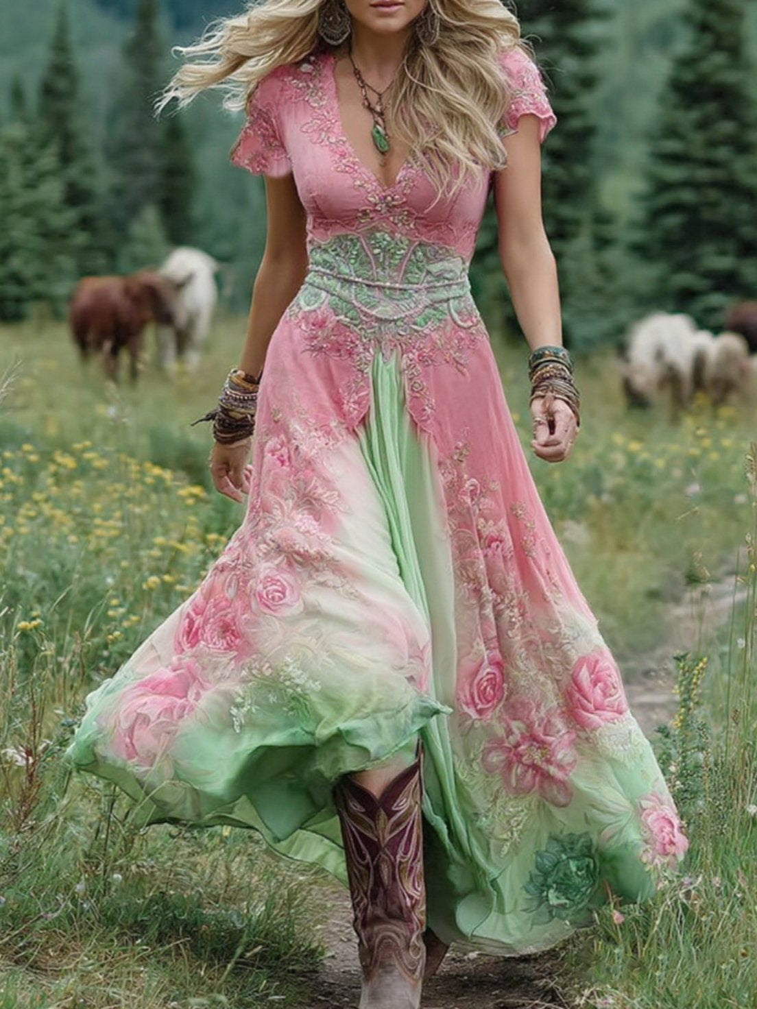 Isla Grace | Embroidered Maxi Dress