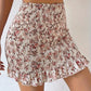 Printed Paper Bag Waist Drawstring Ruffled Hem Skirt
