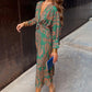 Sophia | Vintage Printed V-Neck Long-sleeve Elegant Dress