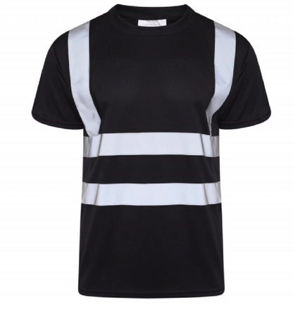 James Mens High Visibility Safety Crew Neck T-Shirt with Reflective Strips Short Sleeve Workwear