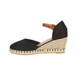 Taffeta Ladies Espadrille Sandal Womens Hessian Platform Ankle Strap Buckle Wedge Shoes