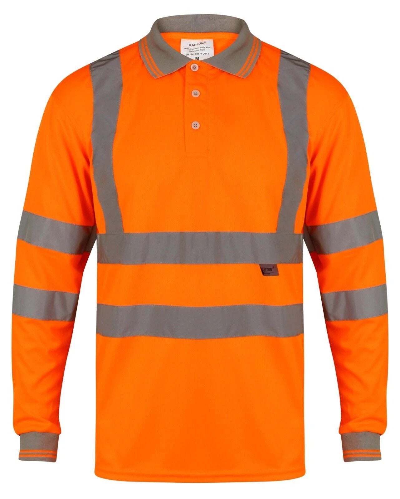 Edward Mens High Visibility Long Sleeve Safety Polo Shirt Reflective Hi-Viz Workwear
