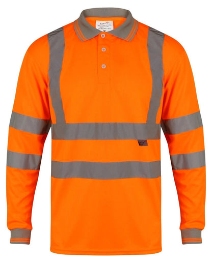 Edward Mens High Visibility Long Sleeve Safety Polo Shirt Reflective Hi-Viz Workwear