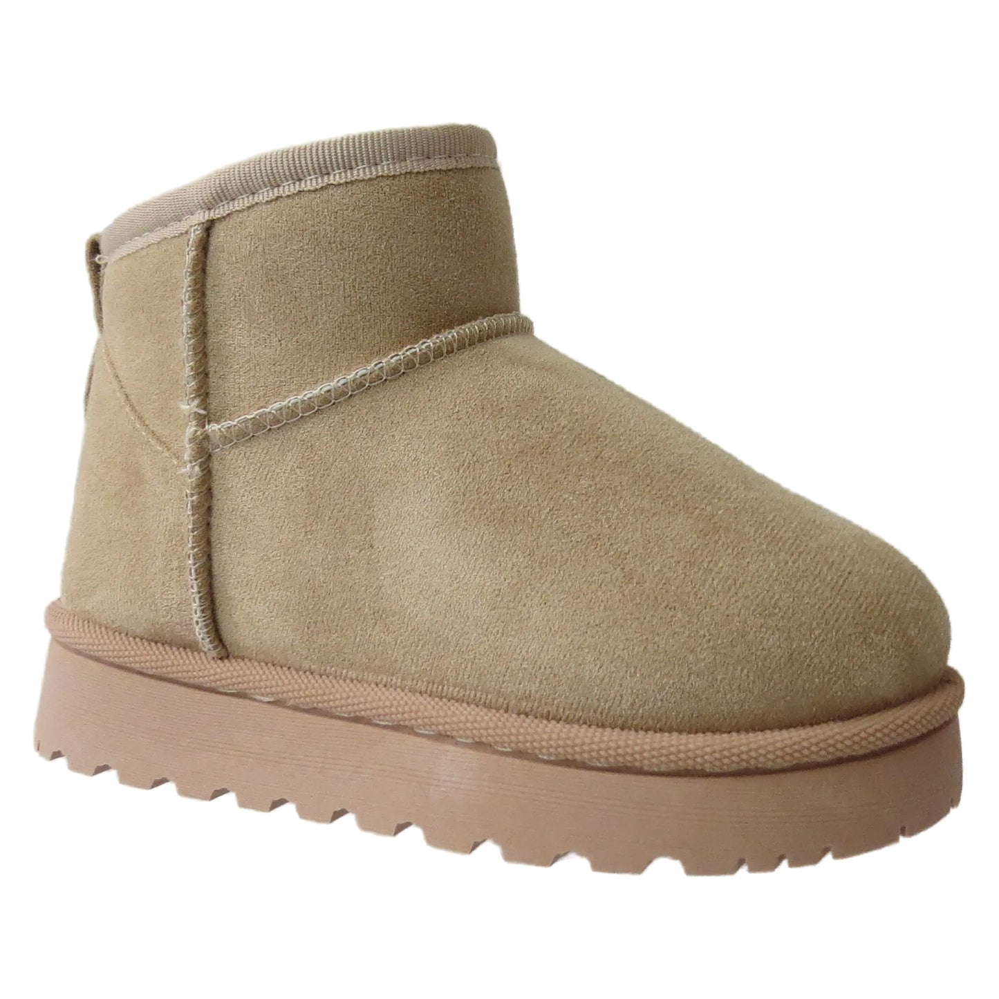 Lianna Girls’ Faux Suede Ankle Boots with Plush Faux Fur Lining – Beige, Camel & Black