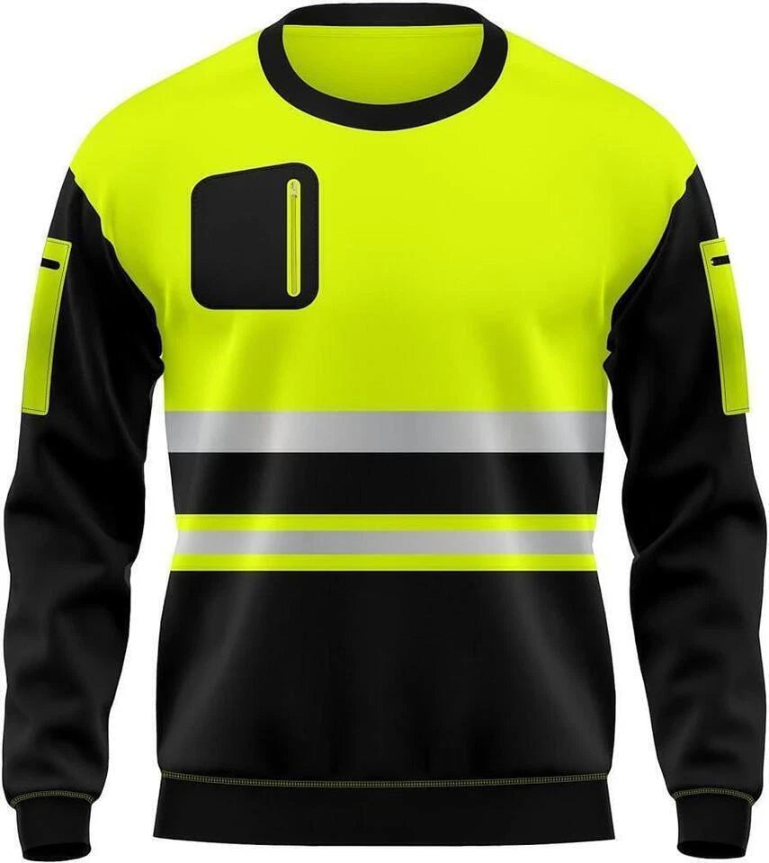 Jacob Mens Hi-Vis Long Sleeve Safety Sweatshirt with Reflective Strips