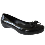 Ladies Chic Black Jelly Flat Shoes with Bow Comfortable Foam Insole
