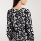 Louche Bindy Mono Sprig Print V Neck Long Sleeve Blouse