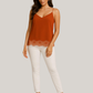 Women's Satin Cami Top with Lace Detail