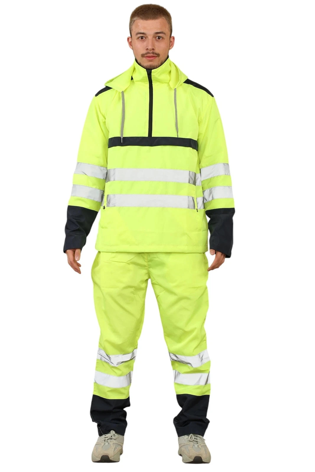 Richard Mens Hi Viz Waterproof Hooded Rainsuit Men's High Visibility Jacket & Trousers