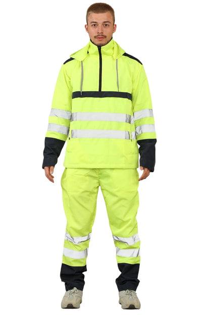 Richard Mens Hi Viz Waterproof Hooded Rainsuit Men's High Visibility Jacket & Trousers