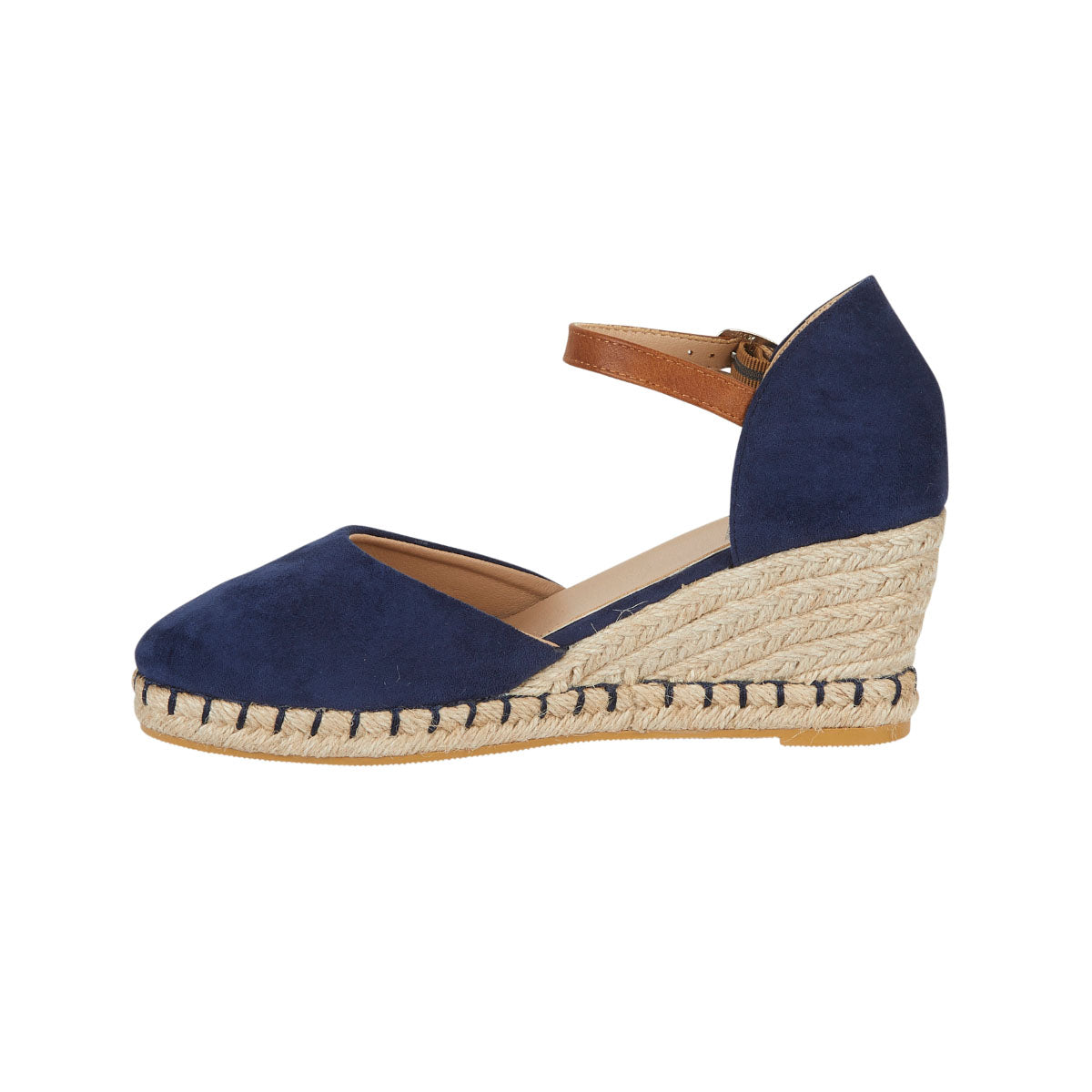 Taffeta Ladies Espadrille Sandal Womens Hessian Platform Ankle Strap Buckle Wedge Shoes