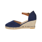 Taffeta Ladies Espadrille Sandal Womens Hessian Platform Ankle Strap Buckle Wedge Shoes