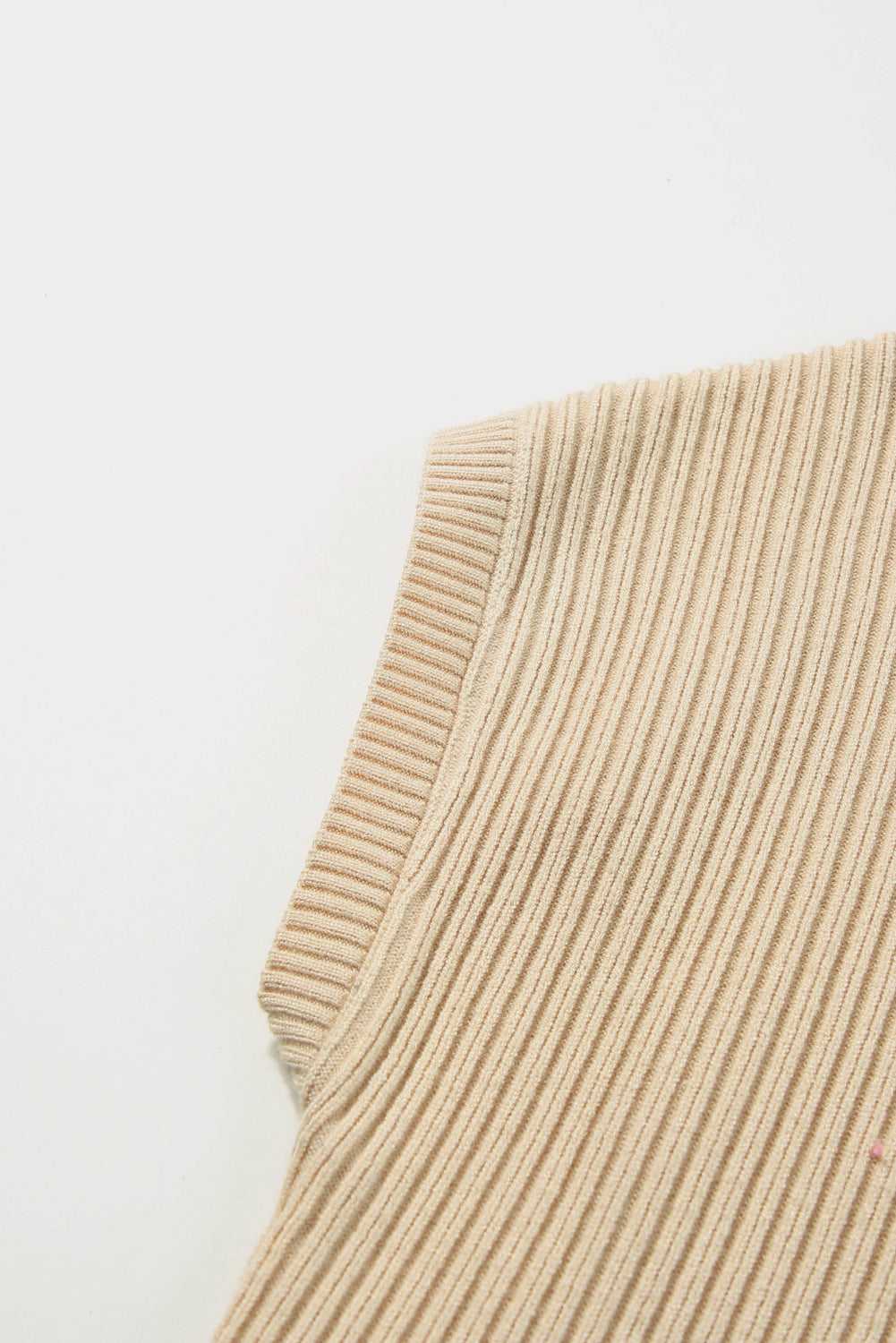 Cozy Oatmeal Sweater Dress - Ribbed Knit with Pockets
