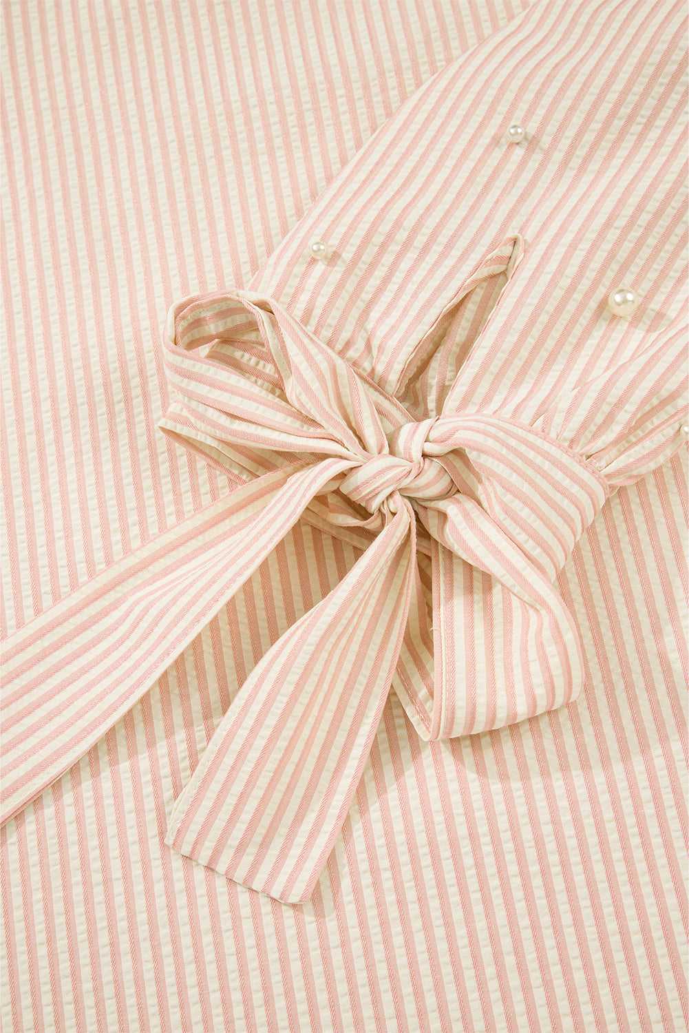 Bow Cuff Pearl Embellished Blouse