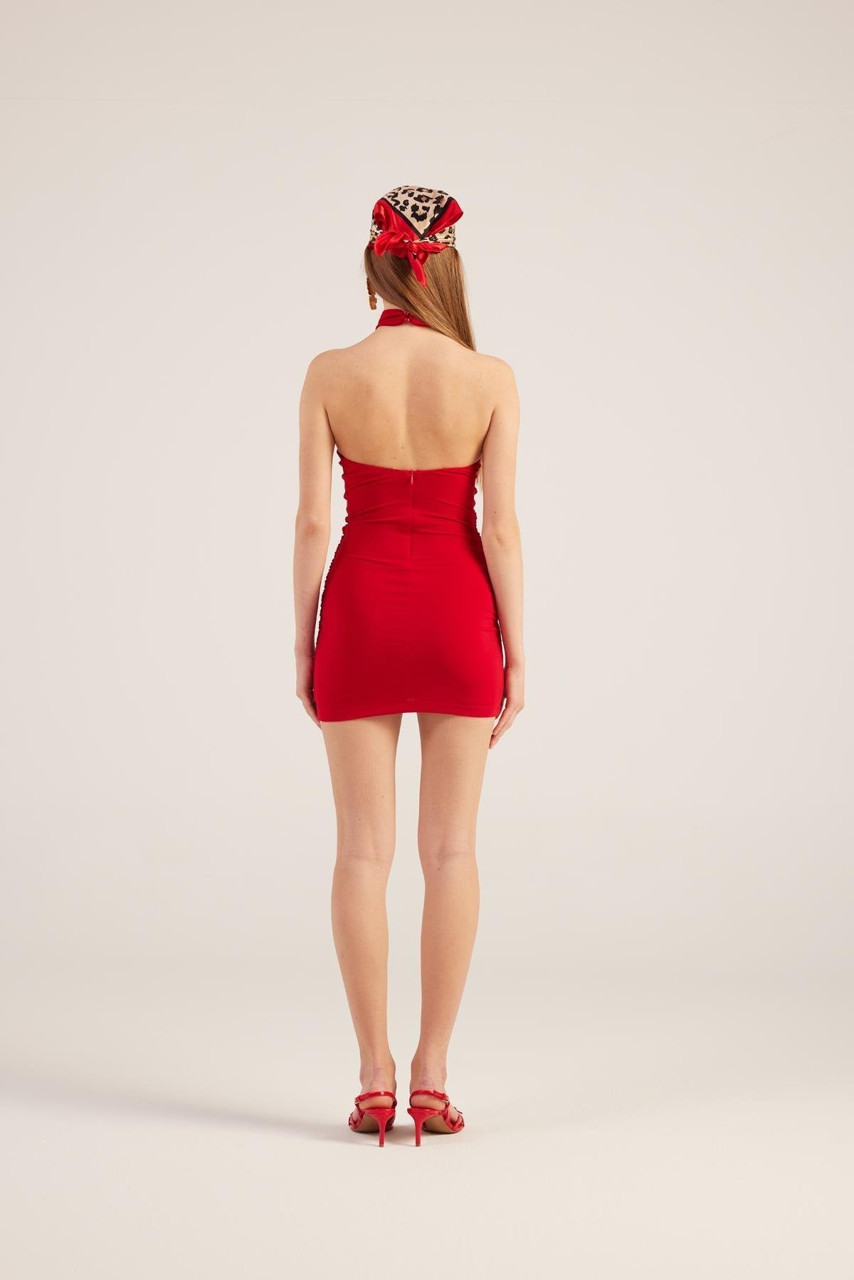 Rachel Red Halter Neck Mini Dress