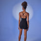 Gisy Black Mini Bodycon Dress with Chain Accessory