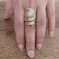 Handcrafted Brass Adjustable Rings with Moonstone – Ethnic Boho Design.