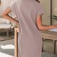 Cozy Oatmeal Sweater Dress - Ribbed Knit with Pockets